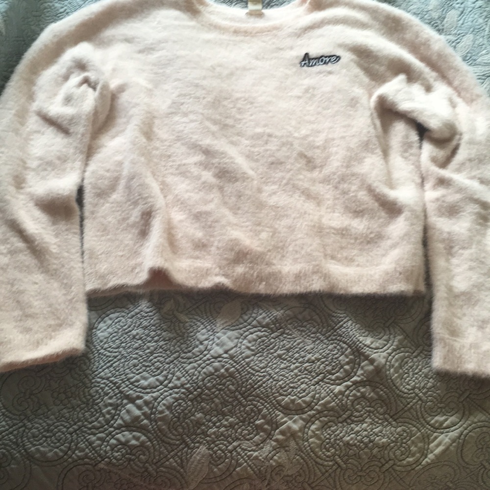Fluffy warm light pink top